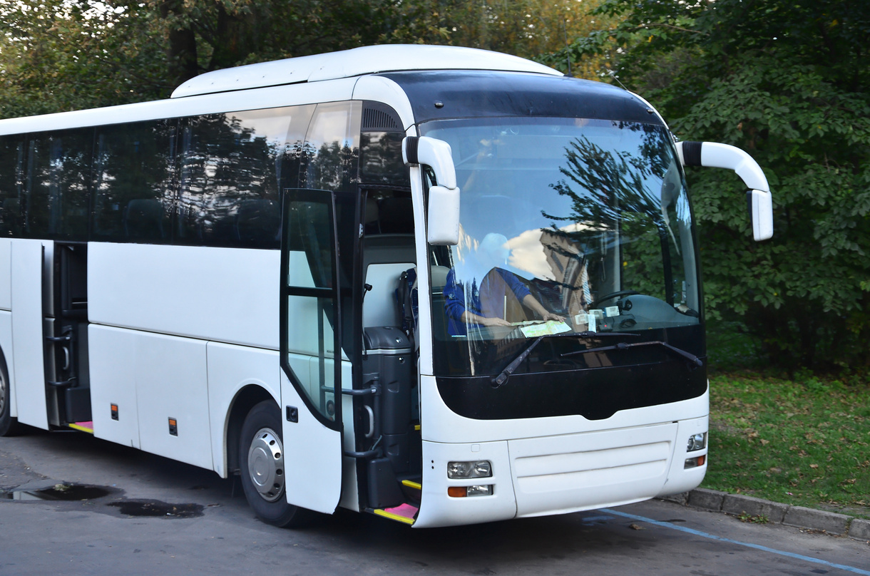 White Tourist Bus for Excursions